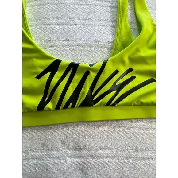 Nike Women's XLARGE Logo Scoop Neck Bikini Top in Lime Green - Picture 2 of 10